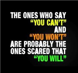 Those who say you can't or won't, are probably scared you will.